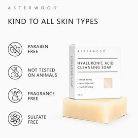 Asterwood label ingredients view displaying hyaluronic and coconut benefits