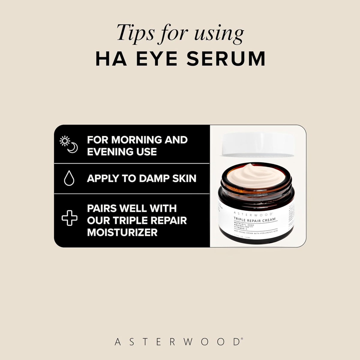 Asterwood serum on vanity during morning routine for brighter eyes