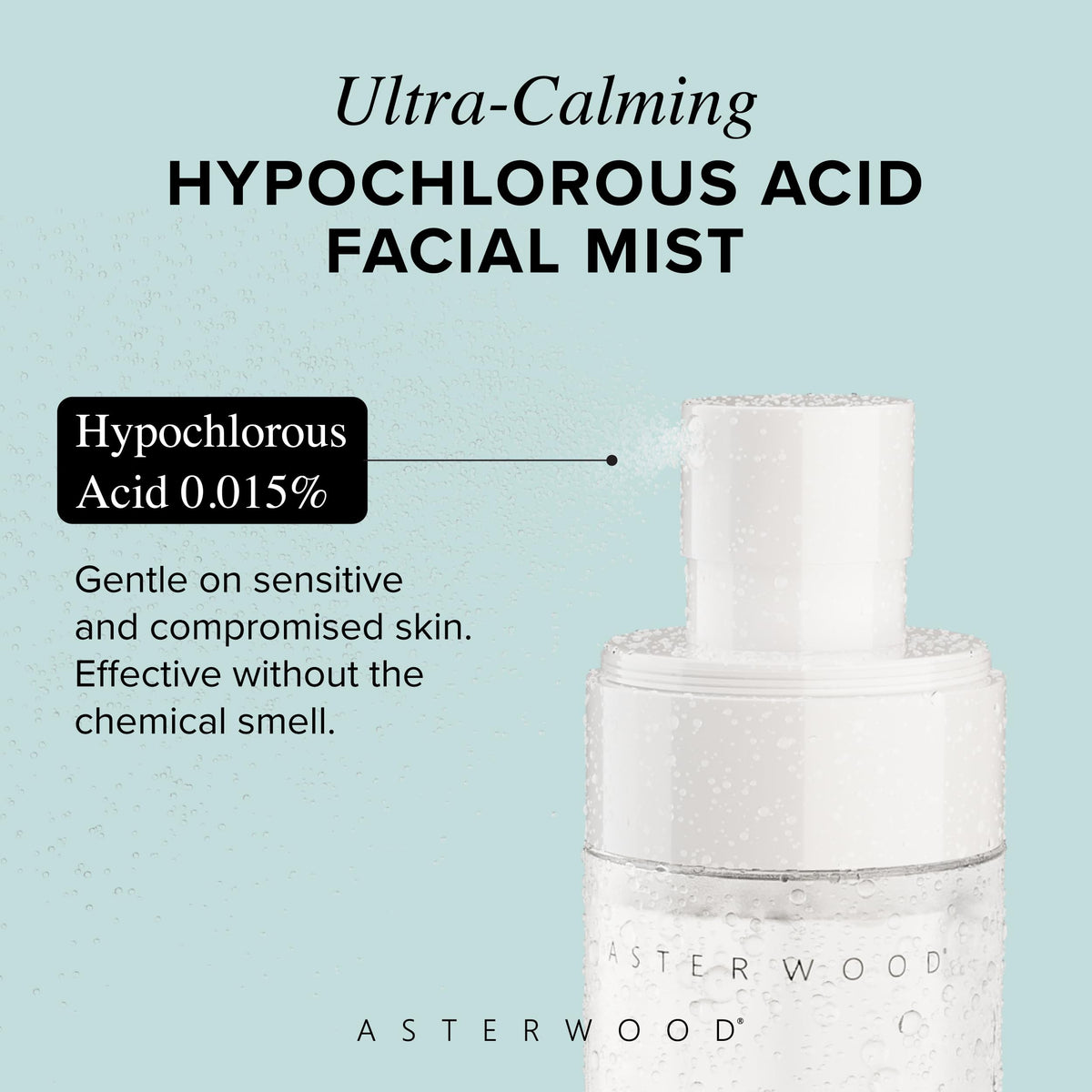 Asterwood mist in hand demonstrating easy application and soothing effect