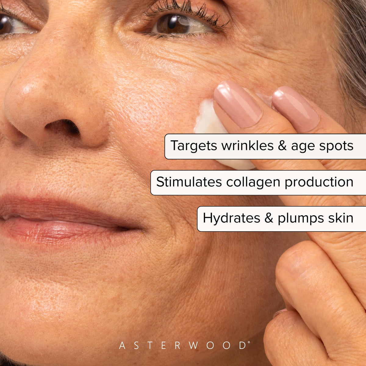 Asterwood open jar with cream texture highlighting smooth hydration