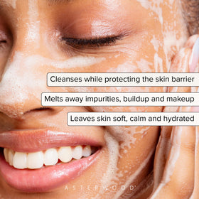 Asterwood pump dispensing clear gel texture for gentle hydration
