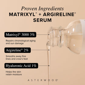 Asterwood serum texture drop on skin illustrating lightweight hydration