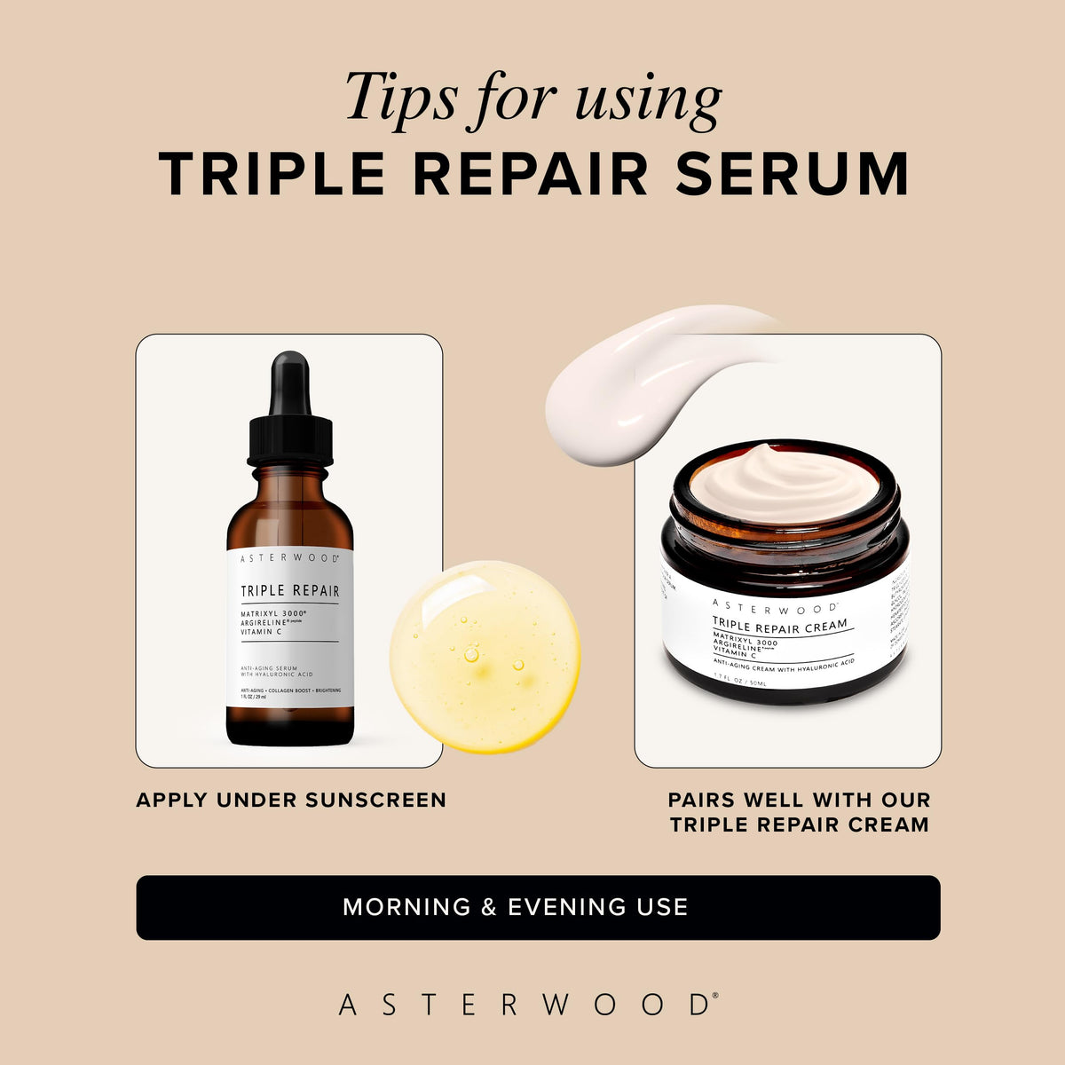 Asterwood serum paired with moisturizer showing routine enhancement