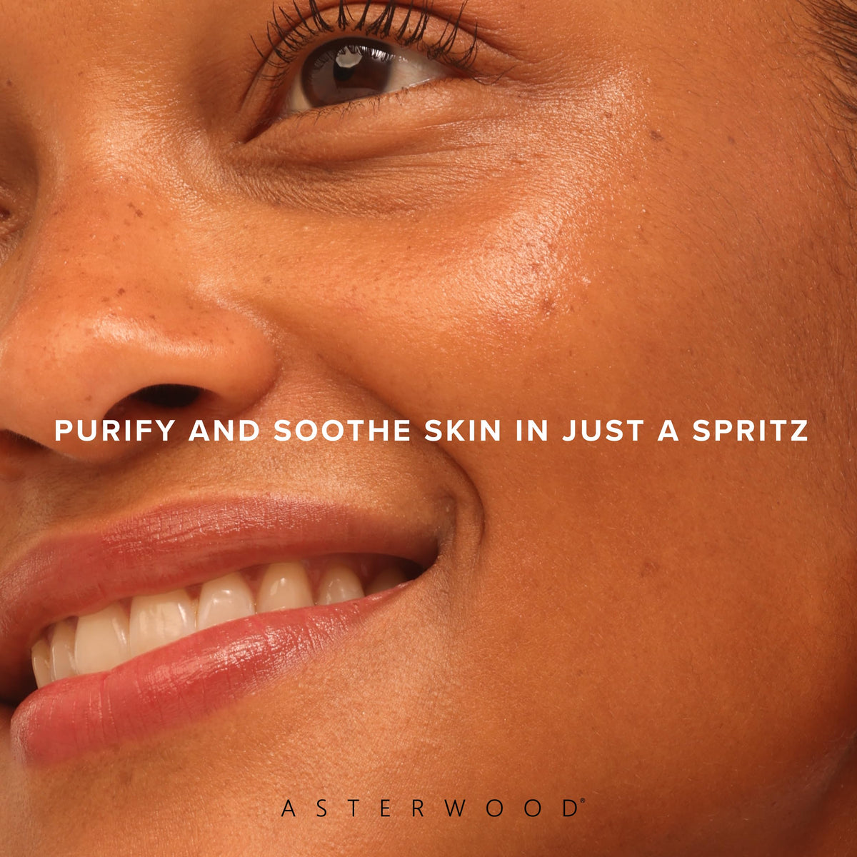 Asterwood spray over makeup illustrating refresh without smudging
