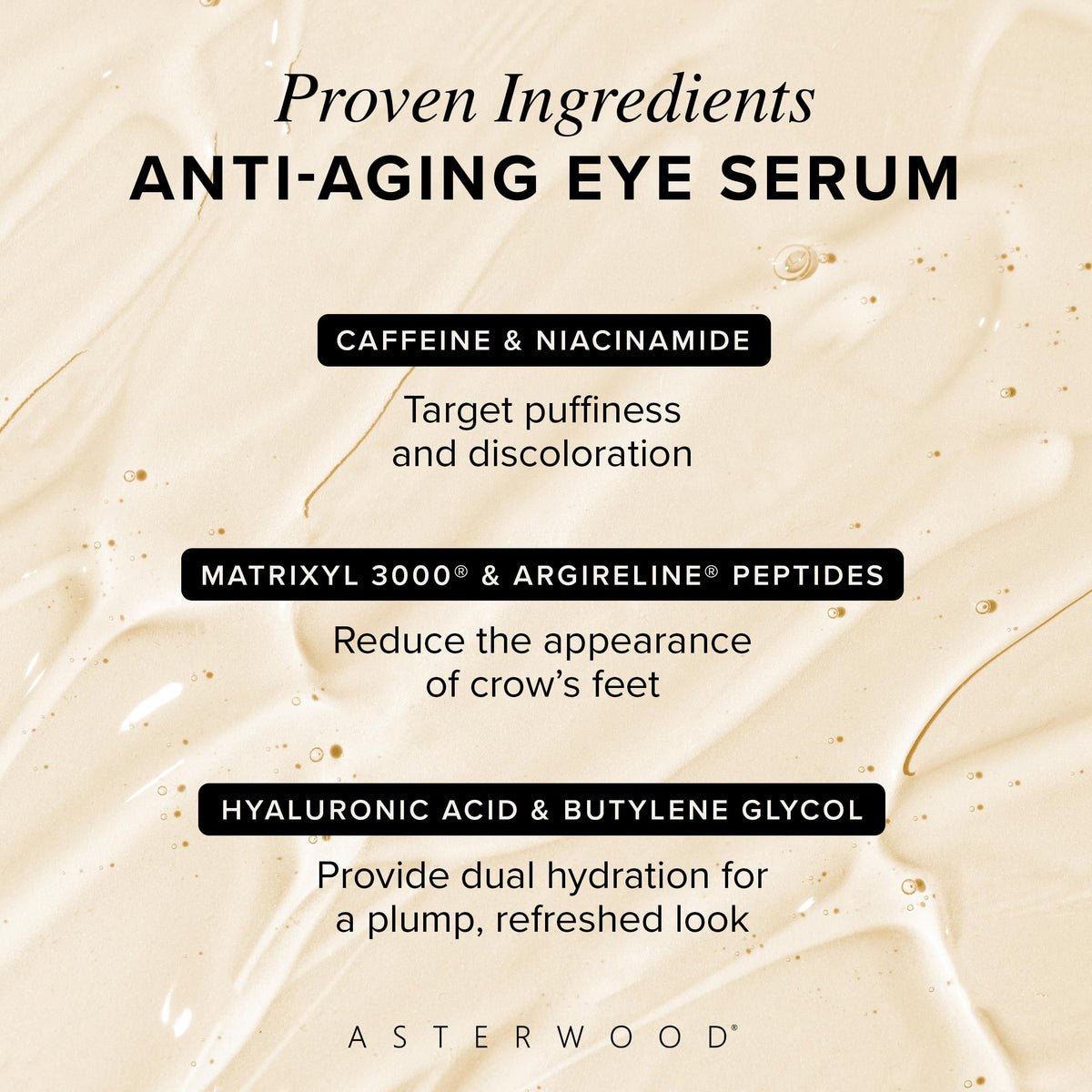 Asterwood gel texture droplet demonstrating hyaluronic hydration