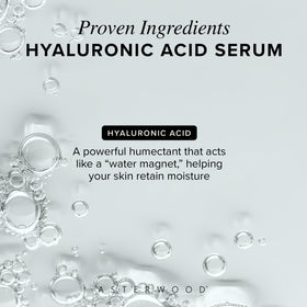 Asterwood texture drops on skin demonstrating lightweight, fast-absorbing hydration