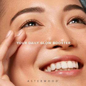Asterwood texture spread on back of hand showing lightweight absorption benefit