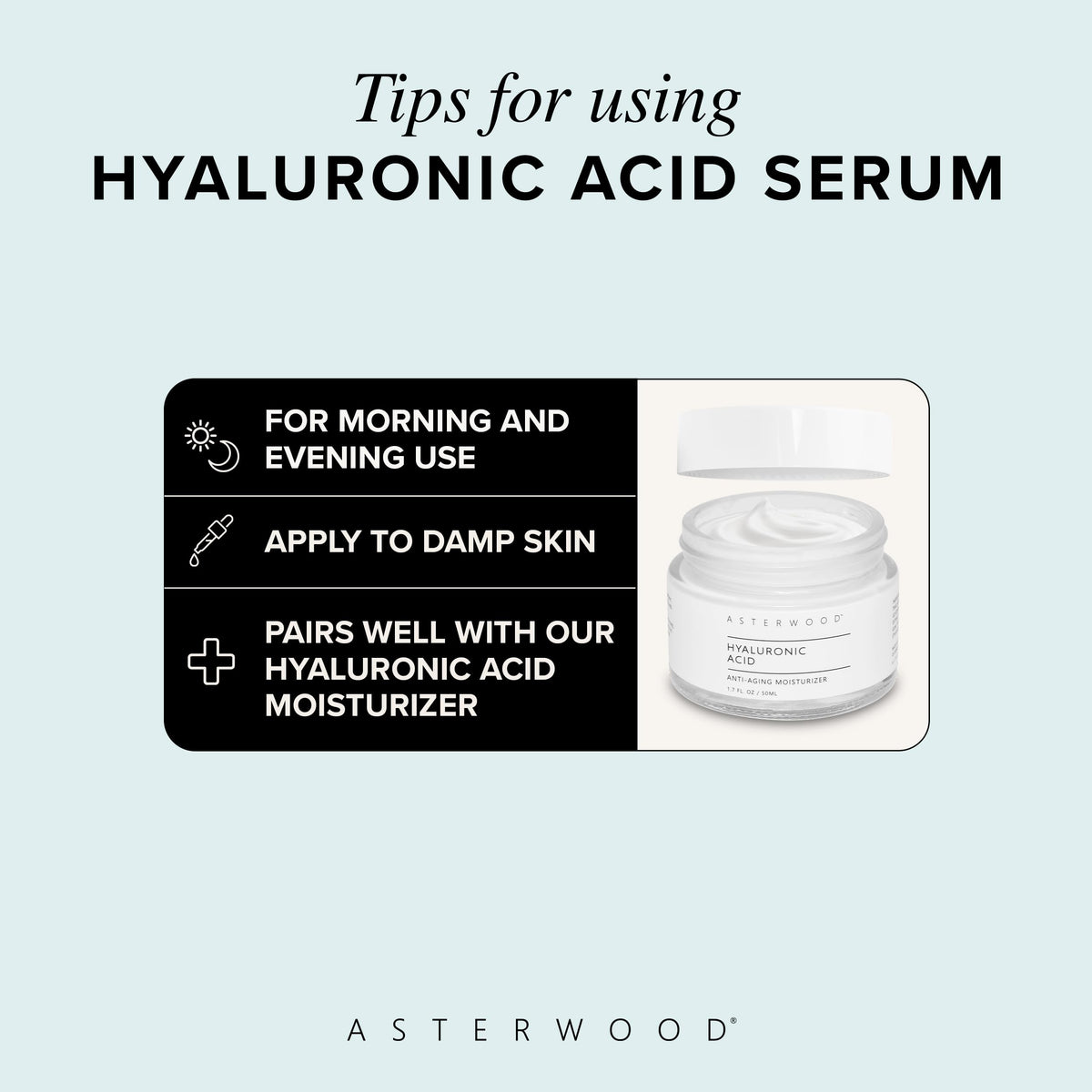 Asterwood serum next to moisturizer illustrating layered skincare routine benefits