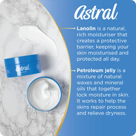 ASTRAL cream texture close-up demonstrating rich absorbent hydration