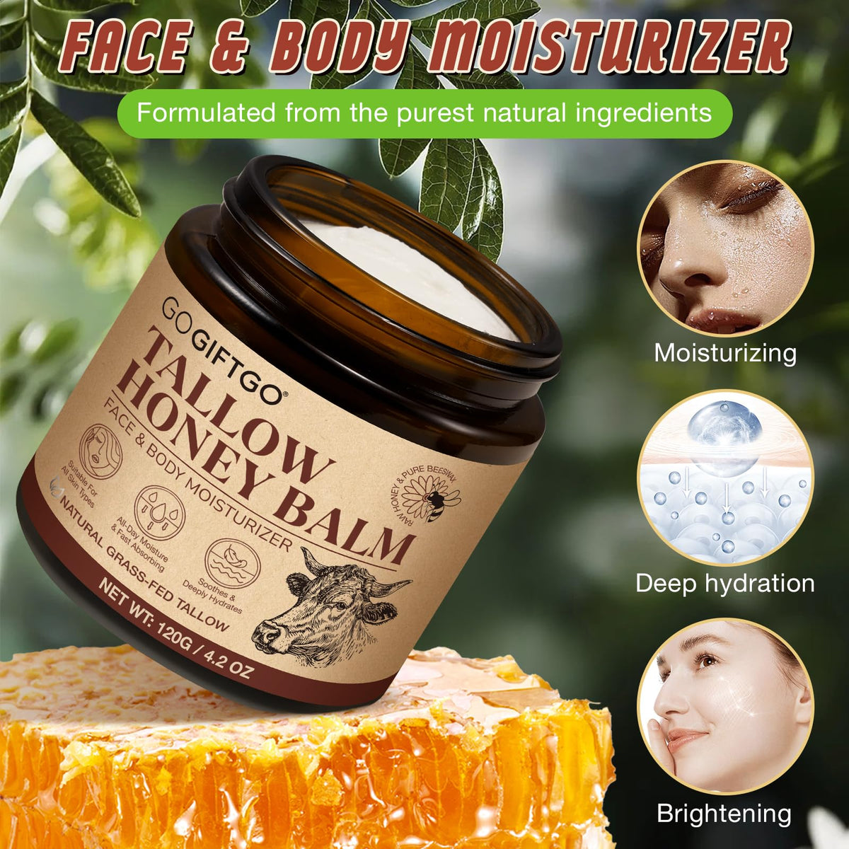 asusxcli open jar with honey drizzle demonstrating natural humectant benefit