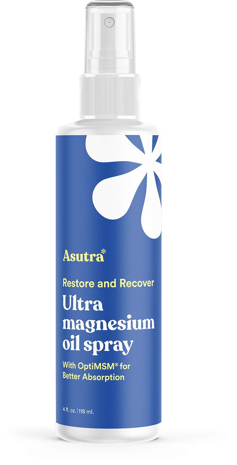 ASUTRA front bottle view showing compact recovery spray and clear branding