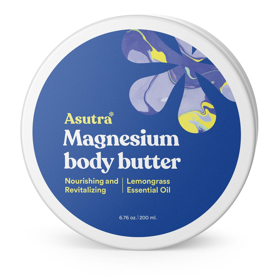 ASUTRA front jar showing product branding and net weight 6.76 oz benefiting shelf visibility