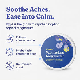 ASUTRA label and ingredient list visible highlighting Zechstein magnesium purity benefits