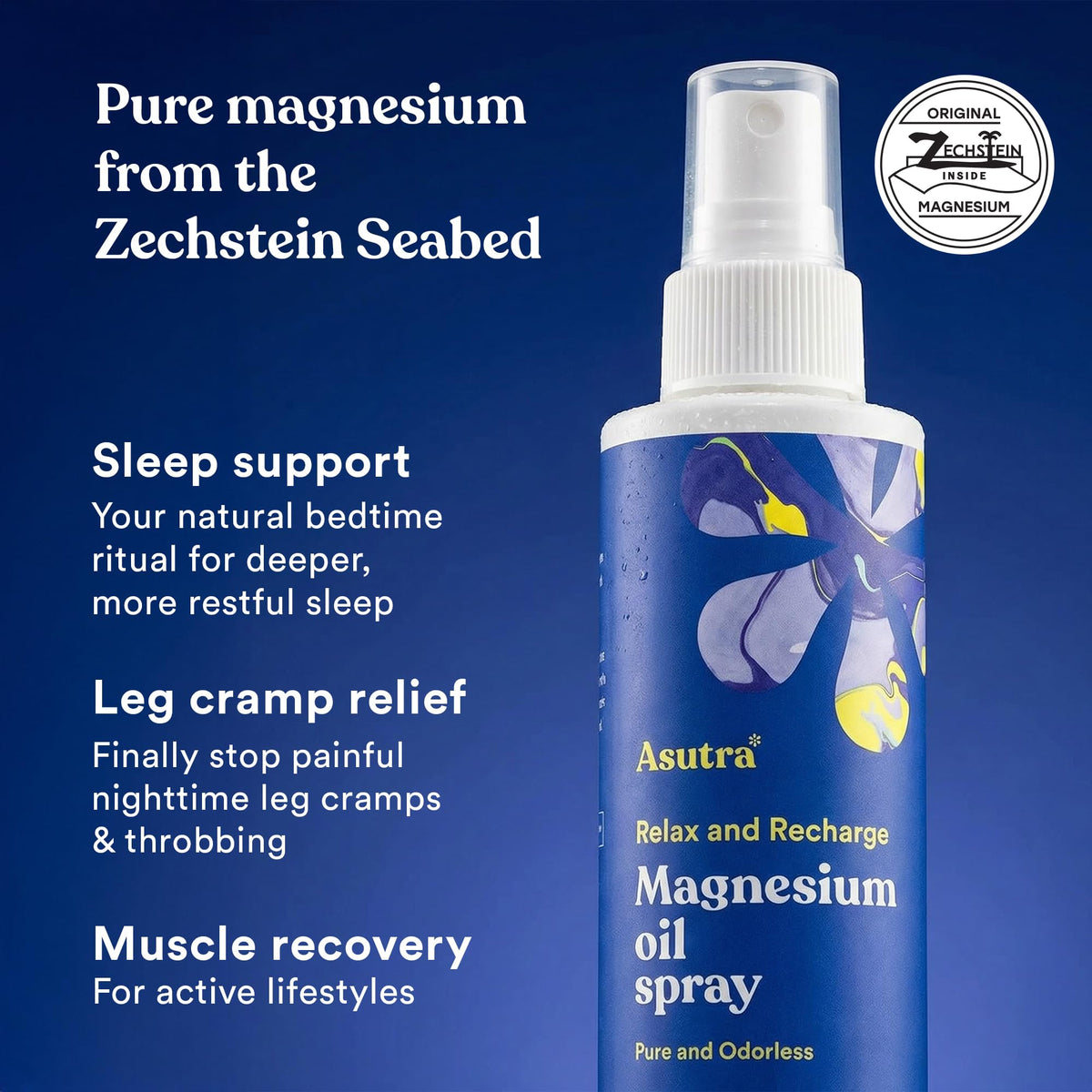 ASUTRA texture droplets on skin showing gentle absorption benefit