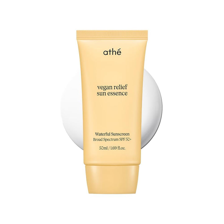 athé front packaging showing sleek bottle and SPF 50+ protection benefit