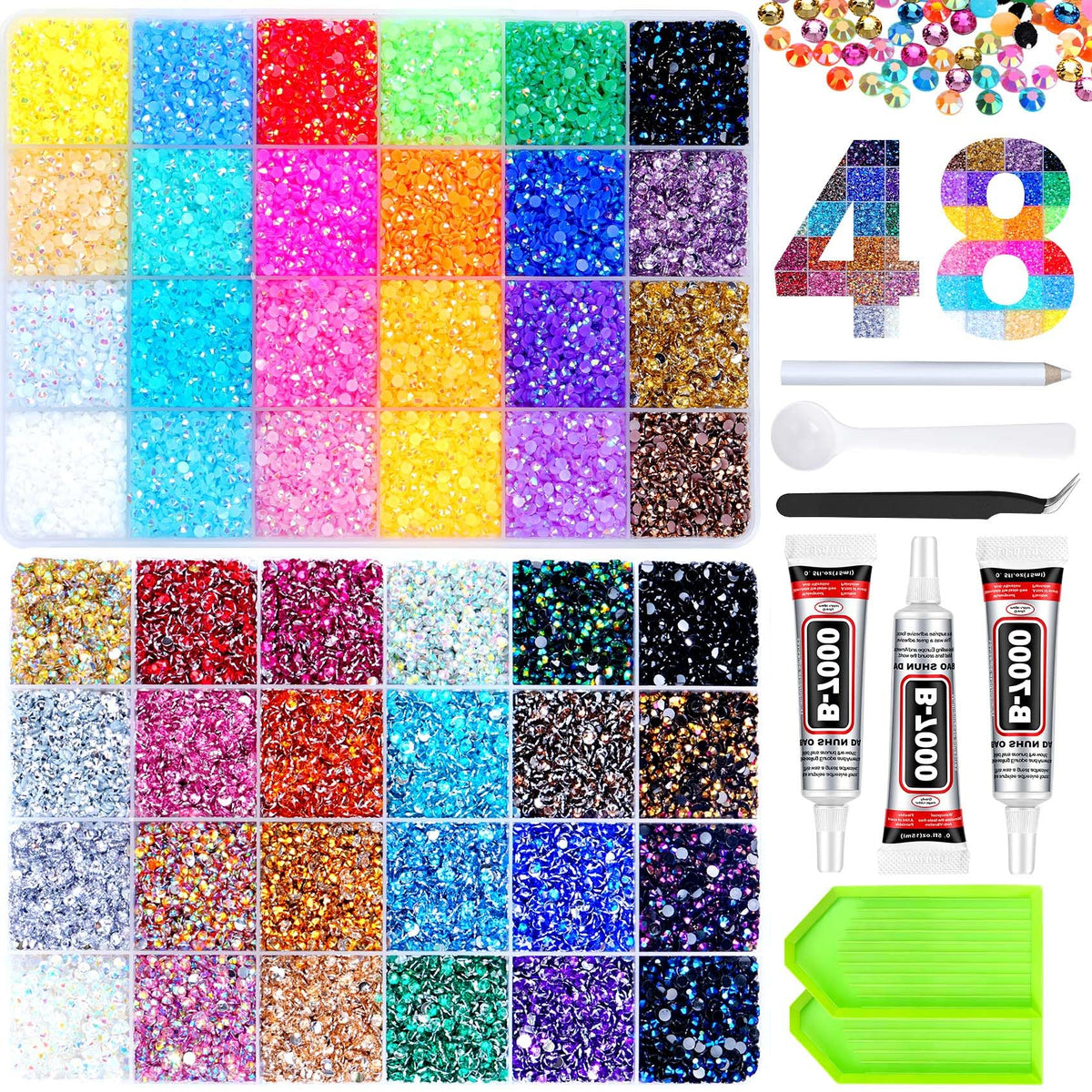 Atifober front packaging showing organized 48-grid kit and vibrant colors for quick selection