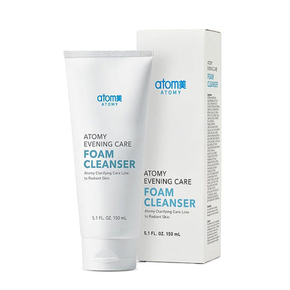 A.T.O.M.Y evening care foam cleanser front tube showing label and size for clear identification and convenience