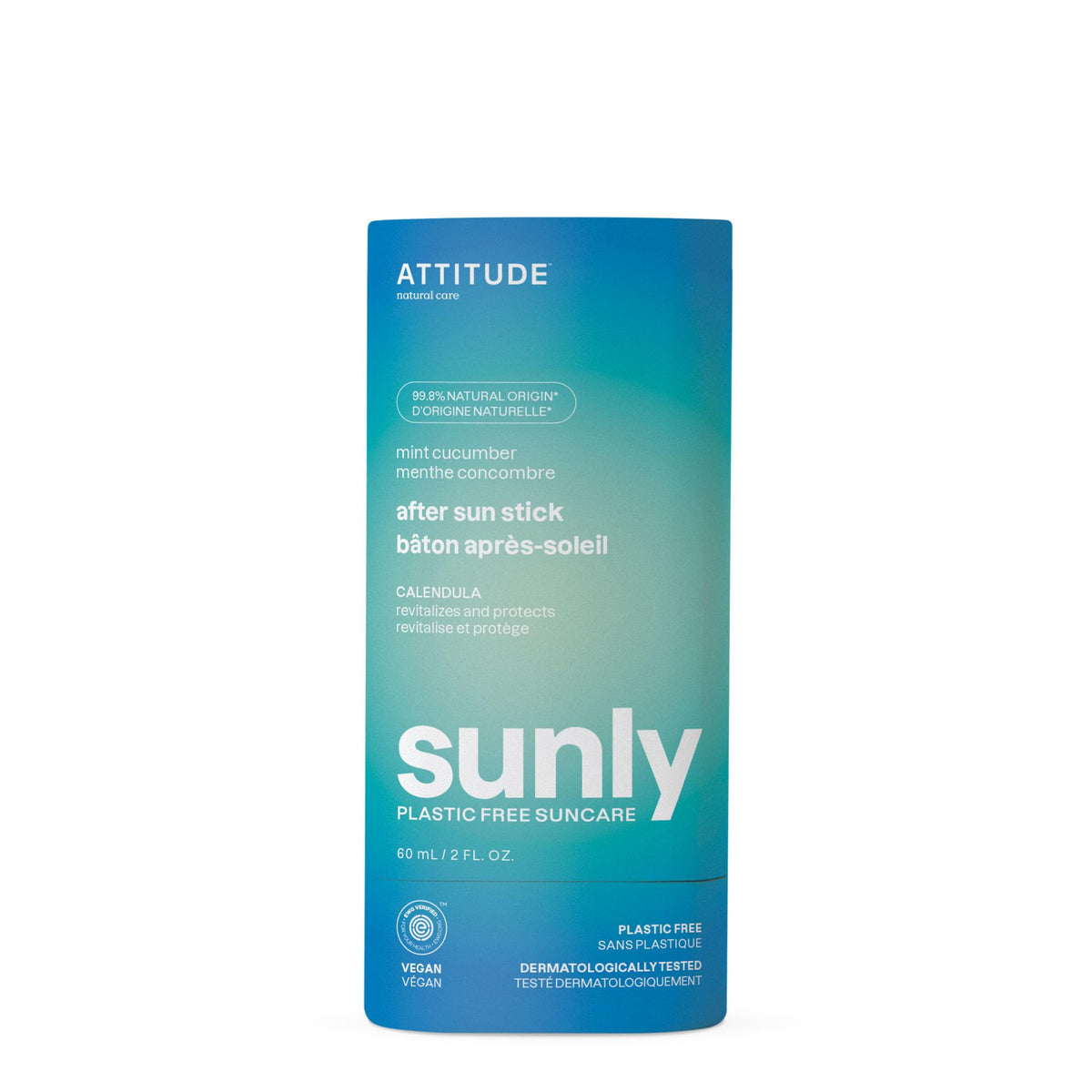 ATTITUDE after sun stick front packaging shows clean EWG verified design and benefit