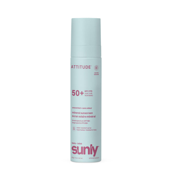 ATTITUDE front packaging showing SPF 50 and unscented benefit
