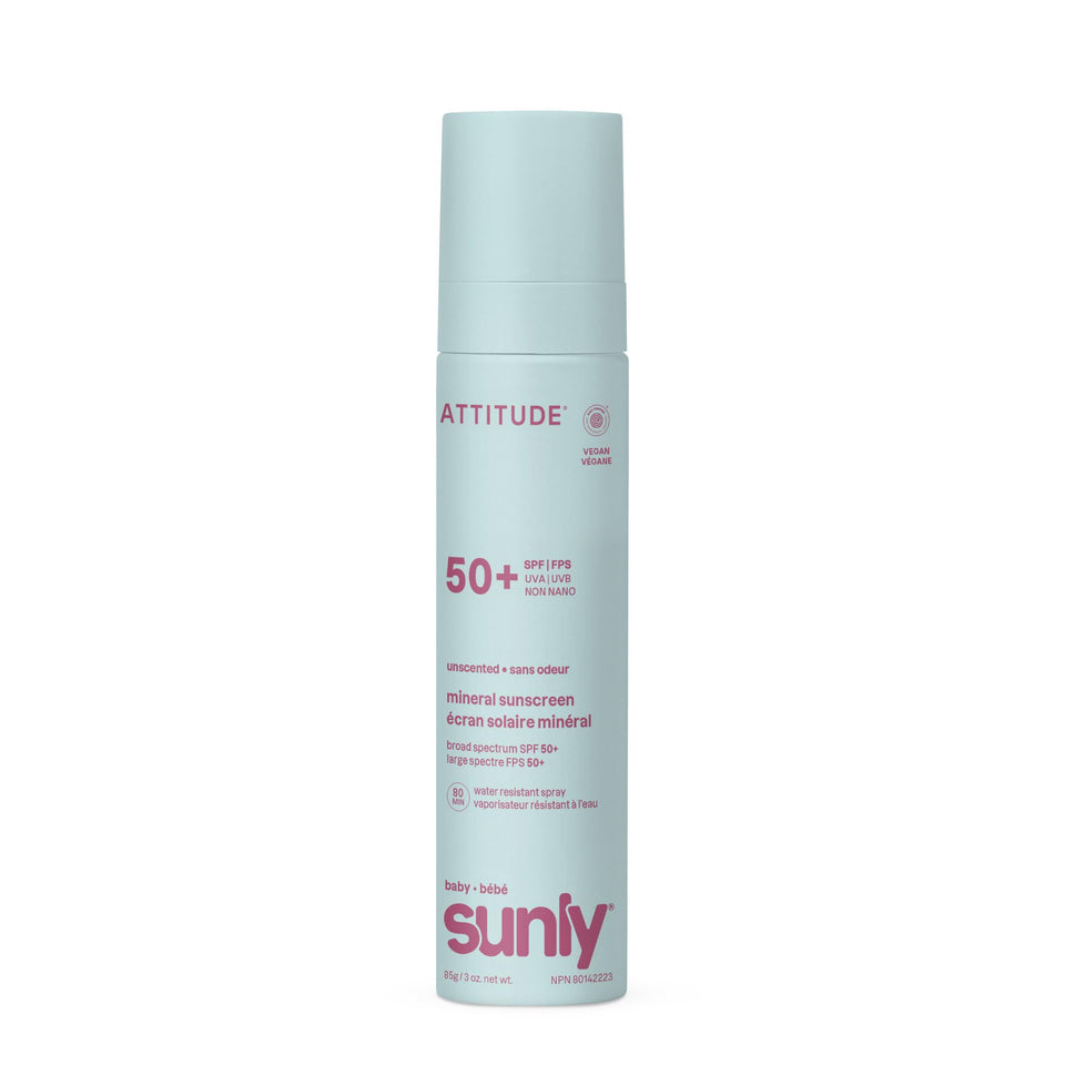 ATTITUDE front packaging showing SPF 50 and unscented benefit