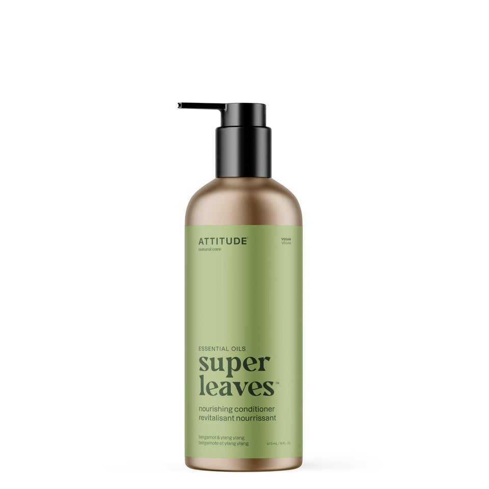 ATTITUDE bottle front view showing bergamot ylang ylang label and moisturizing benefit