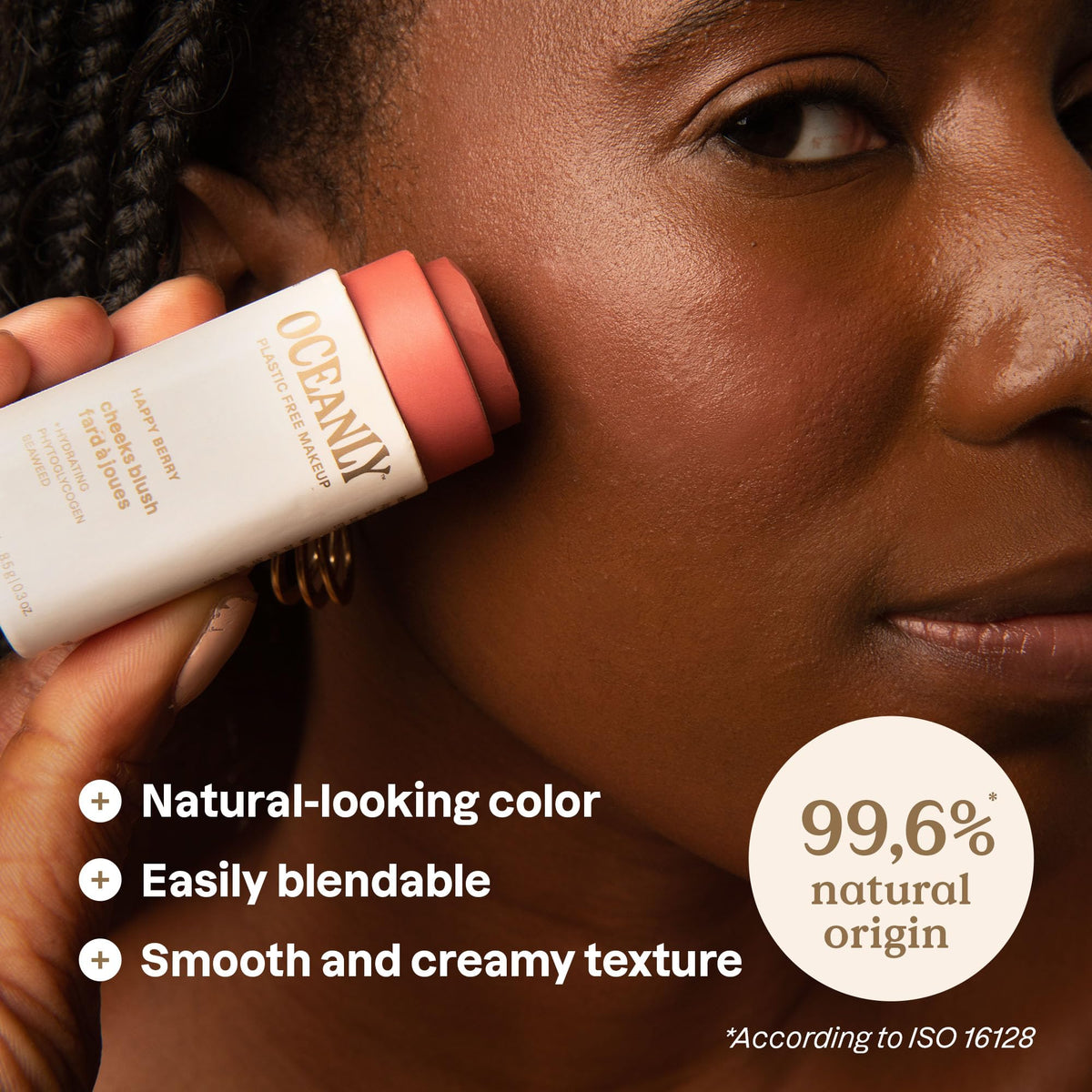 ATTITUDE blush stick open with visible stick tip, easy application benefit