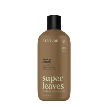 ATTITUDE front bottle showing bergamot ylang ylang scent and clear labeling for confident choice