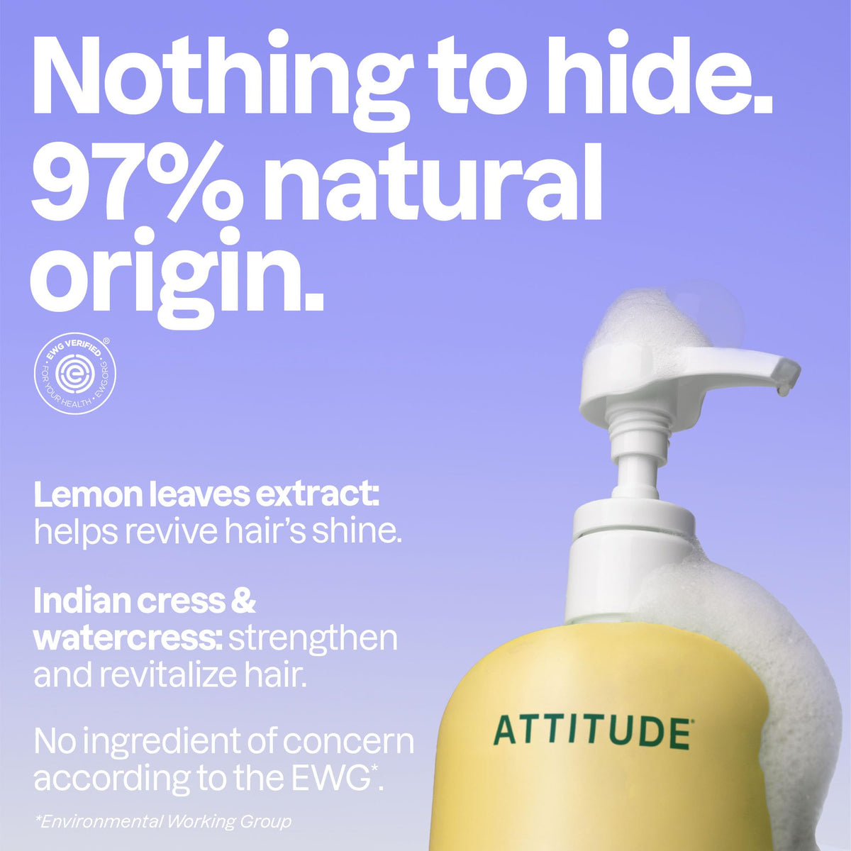 ATTITUDE shampoo lather texture in hand showing gentle foam for effective cleansing