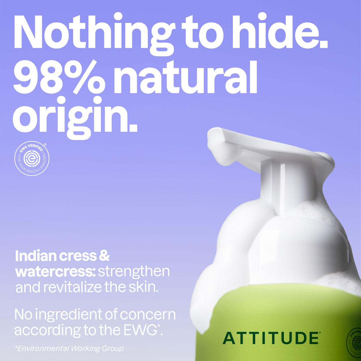 ATTITUDE close-up of lather texture showing creamy foam that rinses clean and hydrates