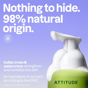 ATTITUDE close-up of lather texture showing creamy foam that rinses clean and hydrates