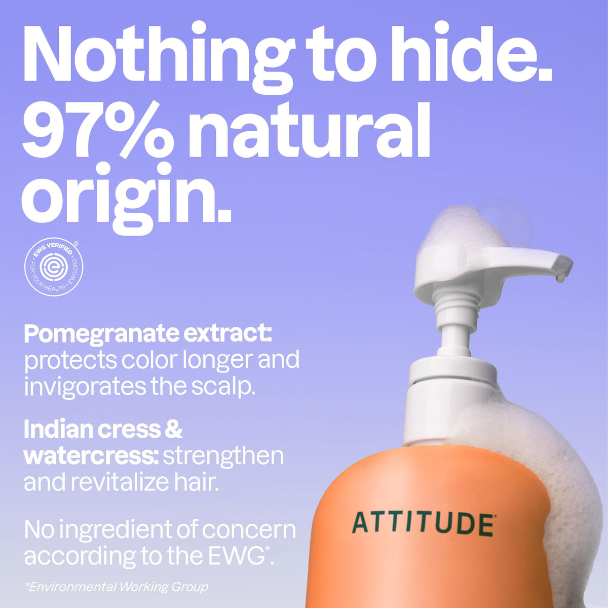 ATTITUDE pump action dispensing shampoo for easy use