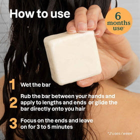 ATTITUDE conditioner bar applied to hair lengths showing detangling benefit