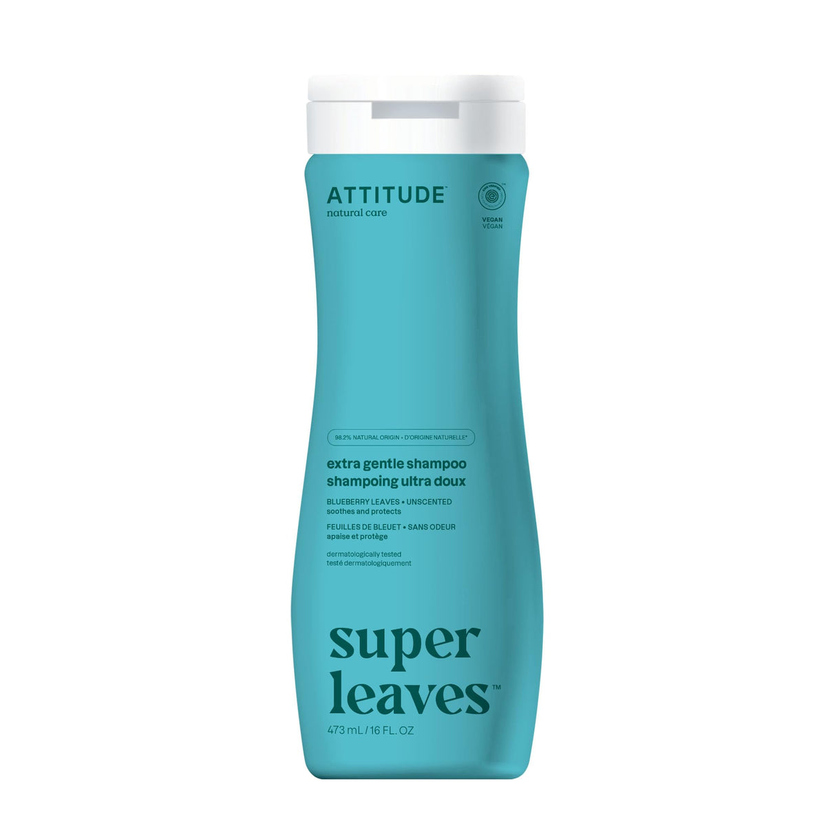 BIO SPECTRA ATTITUDE front bottle showing unscented gentle shampoo benefits