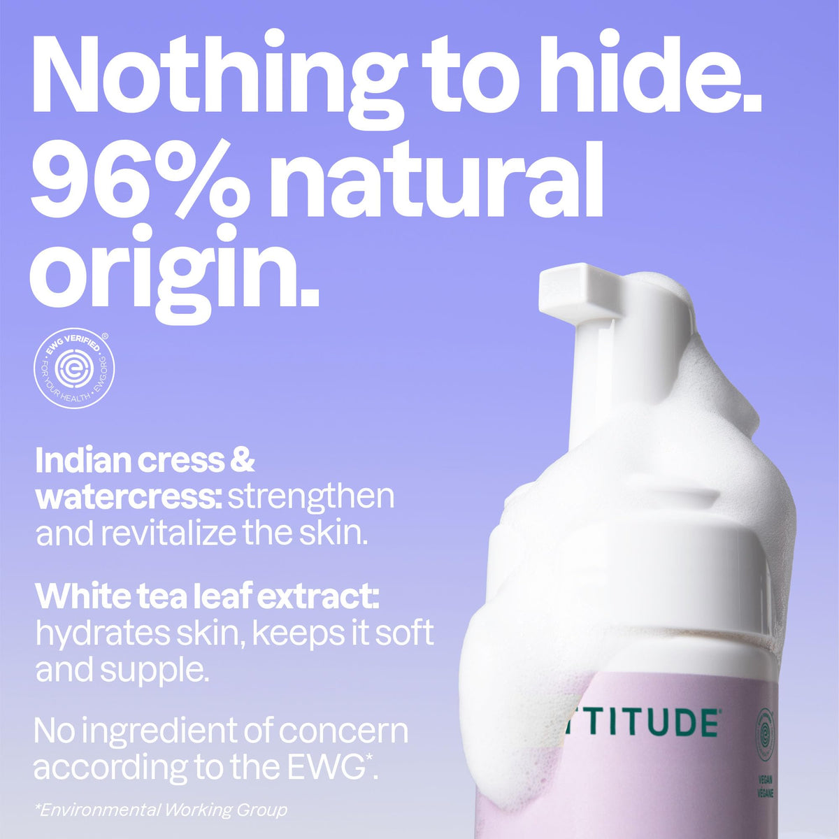 ATTITUDE close-up of ingredients label highlighting EWG VERIFIED benefit