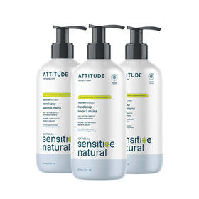 ATTITUDE front packaging showing unscented hand soap and gentle formula benefit