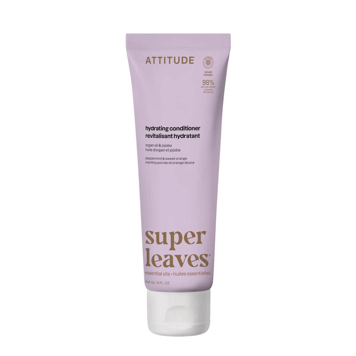 ATTITUDE front packaging hydrating conditioner showing bottle and label benefits