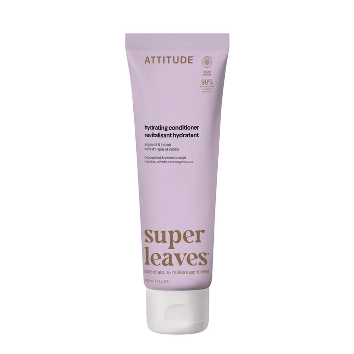 ATTITUDE front packaging hydrating conditioner showing bottle and label benefits