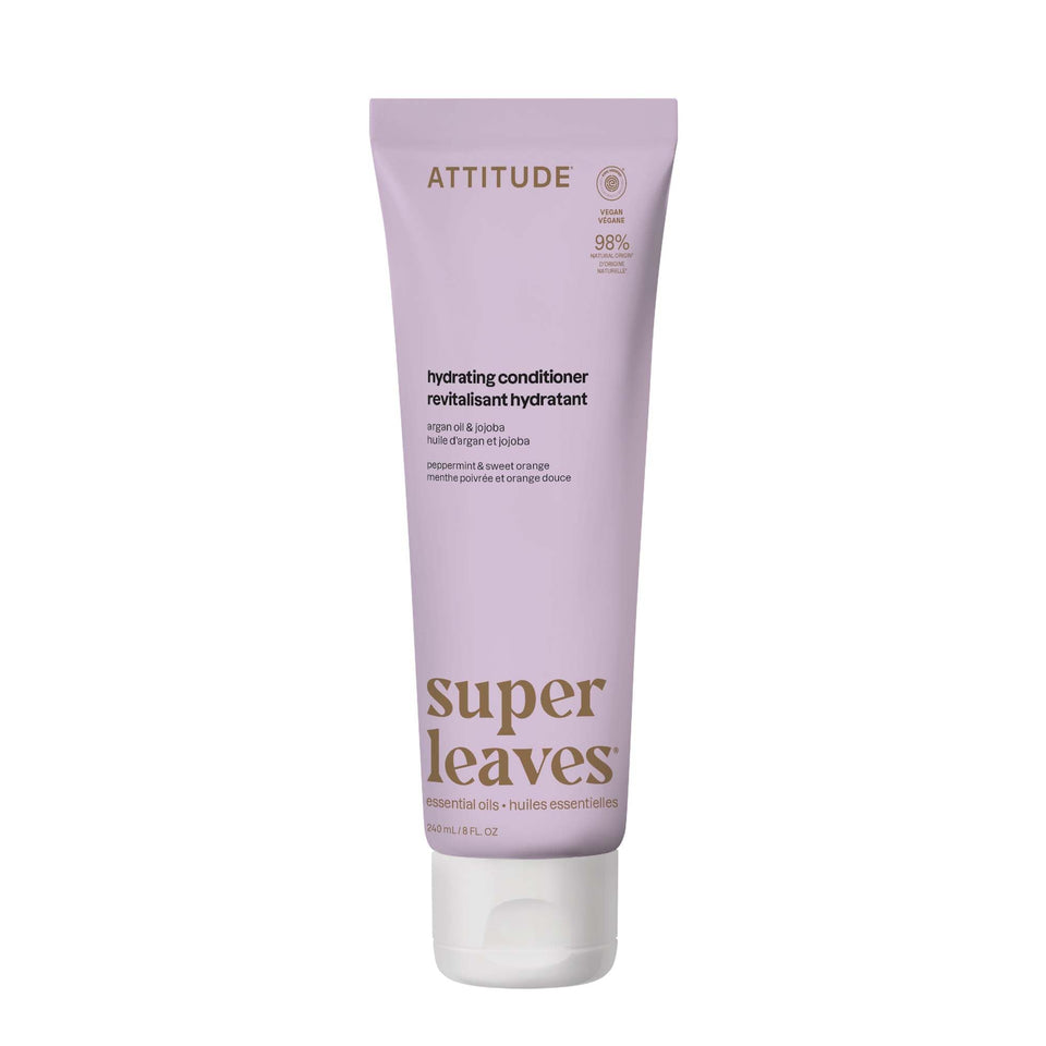 ATTITUDE front packaging hydrating conditioner showing bottle and label benefits