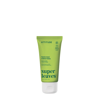 ATTITUDE front packaging showing pear amber hand cream benefits