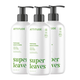 ATTITUDE front packaging showing pear and amber scent, clear ingredient benefit