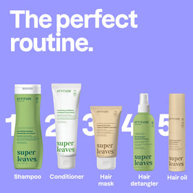 ATTITUDE applying oil to damp hair, showing frizz control before styling