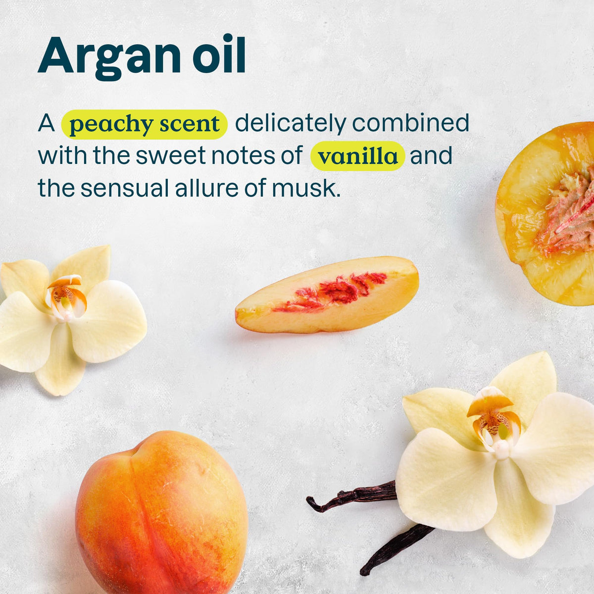 ATTITUDE oat extract and argan oil ingredients arranged to show soothing and conditioning benefit