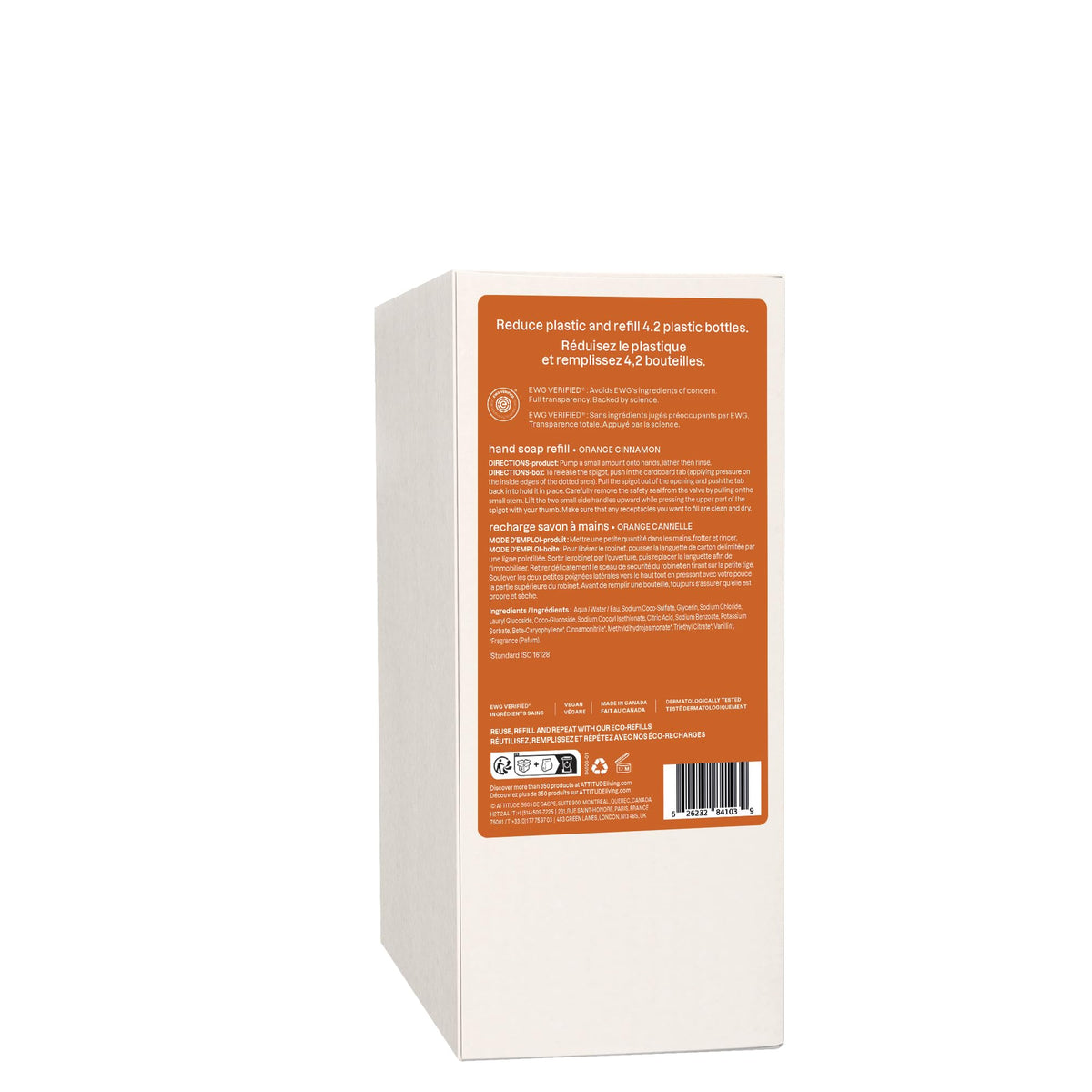 ATTITUDE recyclable HDPE bottle with recycle symbol promoting lower-waste packaging