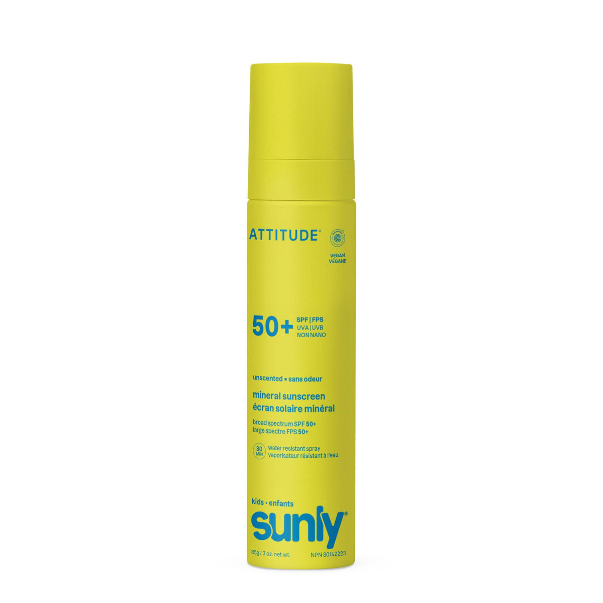 ATTITUDE front packaging showing SPF 50 and benefits for easy identification