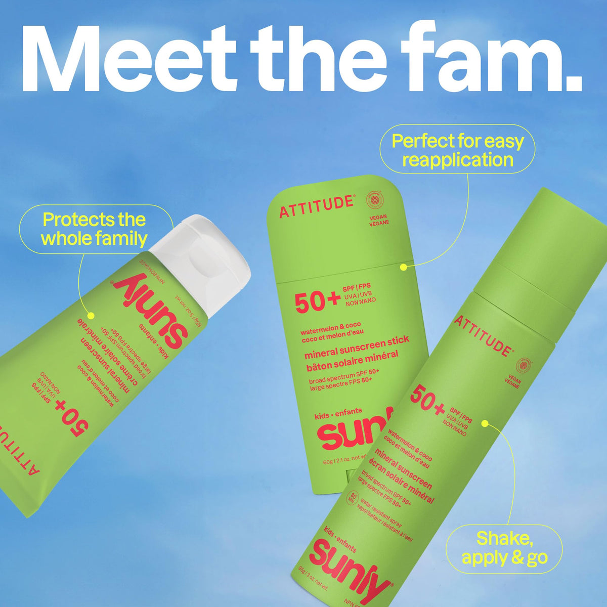 ATTITUDE family at the beach using sunscreen illustrating everyday outdoor protection