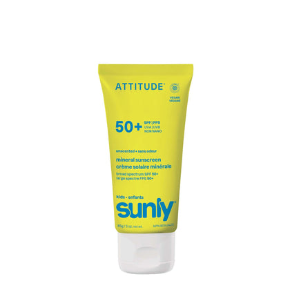 ATTITUDE front packaging showing SPF 50 and clean-ingredient benefits