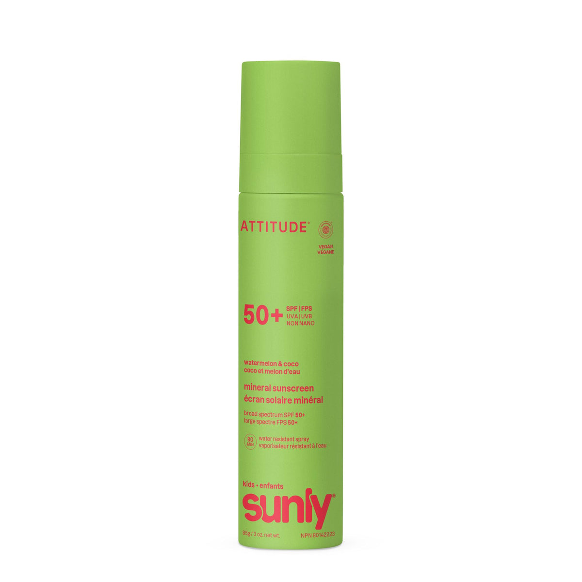 ATTITUDE front packaging showing SPF 50 and kid-friendly design for easy selection
