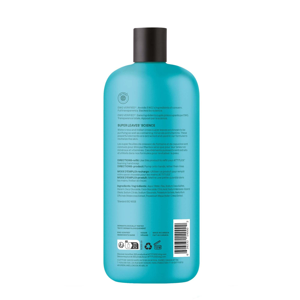 ATTITUDE refill bottle in bathroom setting highlighting eco-friendly refill benefit