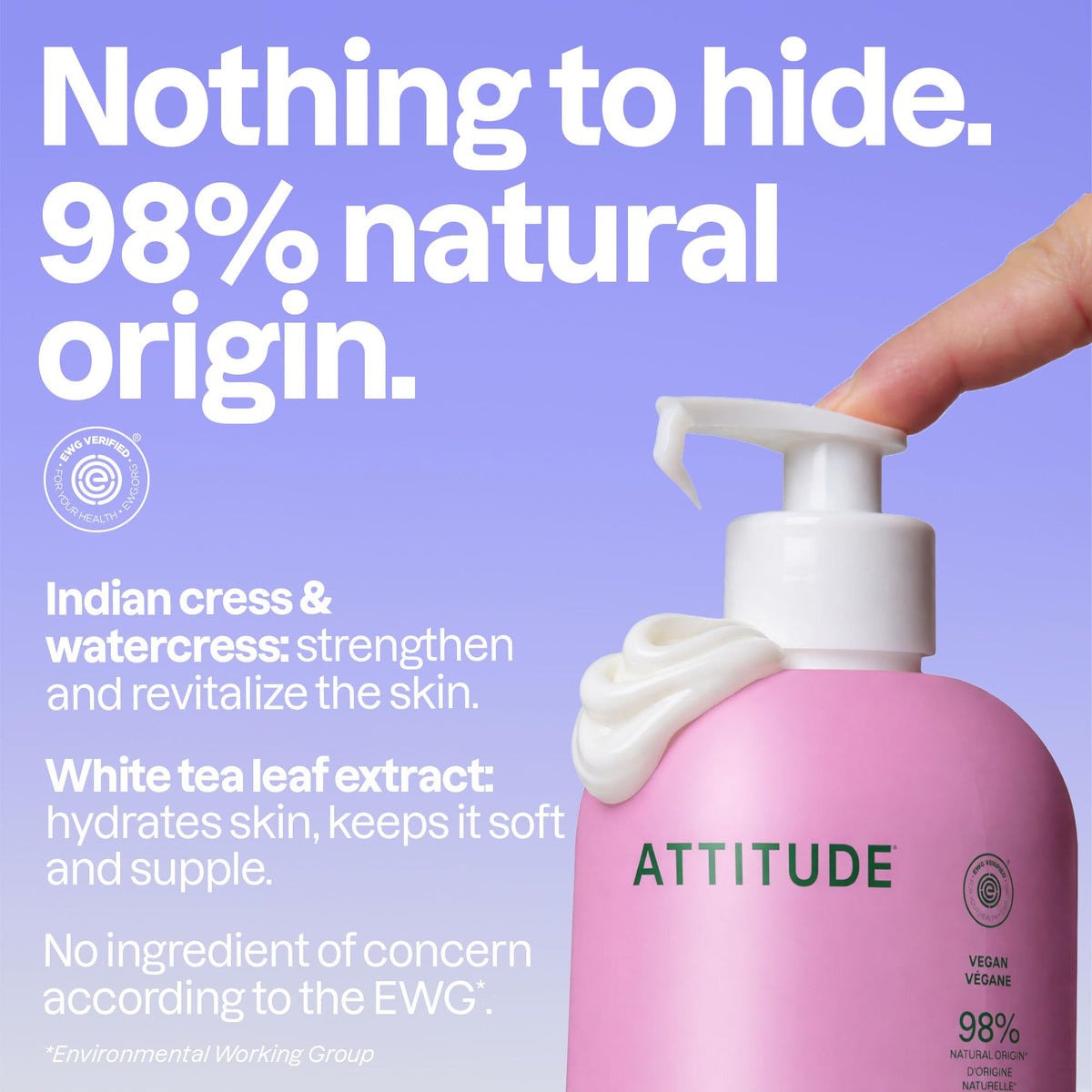 ATTITUDE creamy lotion texture swatch demonstrating fast absorption