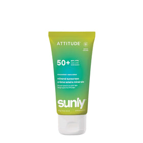 ATTITUDE front packaging showing SPF 50 and clean ingredients benefit